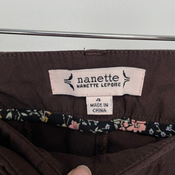 Nanette‎ Lepore Womens Brown Straight Leg Mid-Rise Officecore Dress Pants 4 - Picture 5 of 10